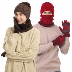 Cross-border Explosions Outdoor Scarf Men's And Women's 2025 New Warm Suit Cold-proof Scarf Set Fleece-lined Thick Wool Cap