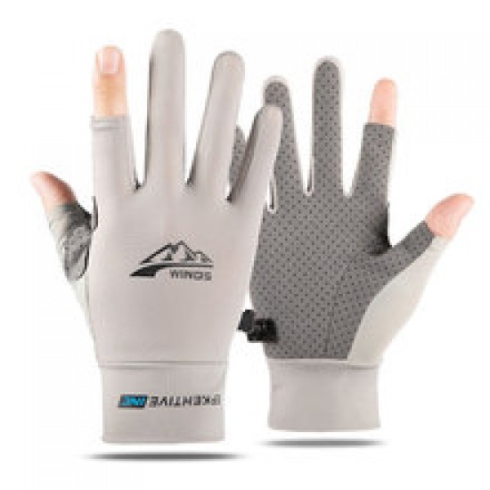 Two-finger fishing gloves, summer sun protection, flip cover, leaky finger, anti-slip and breathable cycling and driving gloves for men, women and couples Two-finger fishing gloves, summer sun protection, flip cover, leaky finger, anti-slip and breathable cycling and driving gloves for men, women and couples