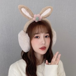 Folding ear cups with winter fleece, cute rabbit, warm and cozy ears, solid color new style, soft, windproof and frost-proof ears