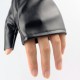 50CM touch screen leather super-long gloves, extended dancing leather jacket elbow guard, black sexy nightclub lady fur gloves