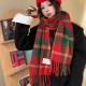 Wholesale New Year atmosphere Chinese red tassel women's autumn and winter new style knitted warm Korean version Christmas checkered scarves Wholesale New Year atmosphere Chinese red tassel women's autumn and winter new style knitted warm Korean version Christmas checkered scarves