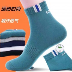 2024 Cross-border autumn and winter new men's sports cotton socks thickened, sweat-absorbing and breathable, all-season mid-top socks manufacturer wholesale