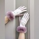 Small Chanel-style diamond-encrusted flower gloves for women in winter, thickened PU fleece five-finger touch screen woolen gloves for cold and wind protection Small Chanel-style diamond-encrusted flower gloves for women in winter, thickened PU fleece five-finger touch screen woolen gloves for cold and wind protection
