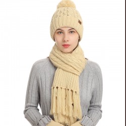 2022 New Autumn And Winter Knitted Hat Scarf Suit Outdoor Warm Cold Wool Hat Scarf Gloves
