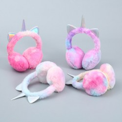 The 2021 winter new plush colorful unicorn ear cups with fleece windproof ear protection and foldable ear bags