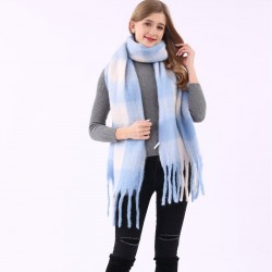 Ac color-blocking scarves, cross-border bestsellers, colorful striped checkered shawls, imitation cashmere scarves, retro shawls, and women's scarves for hair distribution