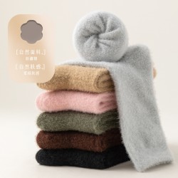 Mink fleece socks for women autumn and winter, with fleece and no shedding, home warmth, coral fleece mid-calf women's sleeping floor socks
