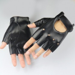 Cross-border half-finger leather gloves for men and women, half-piece functional lolita dancing gothic cyber exposed finger spring and autumn short style