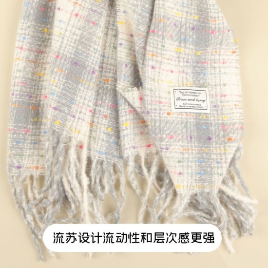 New Maillard faux cashmere checkered scarf for women, thickened warm shawl for autumn and winter, solid-color student scarf New Maillard faux cashmere checkered scarf for women, thickened warm shawl for autumn and winter, solid-color student scarf