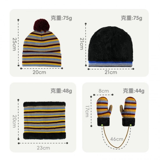 Brand Authorized Factory Europe And The United States Autumn And Winter Children's Hat Scarf Gloves Three-piece Stripe Warm Wool Suit Brand Authorized Factory Europe And The United States Autumn And Winter Children's Hat Scarf Gloves Three-piece Stripe Warm Wool Suit