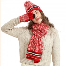 Dhjaa Manufacturers Amazon Winter New European And American Knitted Scarf Warm Wool Hat Scarf Gloves Three Pieces