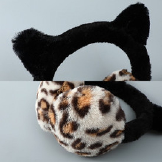 Wholesale of 2023 new warm and anti-freezing leopard print rabbit fur ear cups, foldable outdoor travel windproof hair bands and ear bags Wholesale of 2023 new warm and anti-freezing leopard print rabbit fur ear cups, foldable outdoor travel windproof hair bands and ear bags