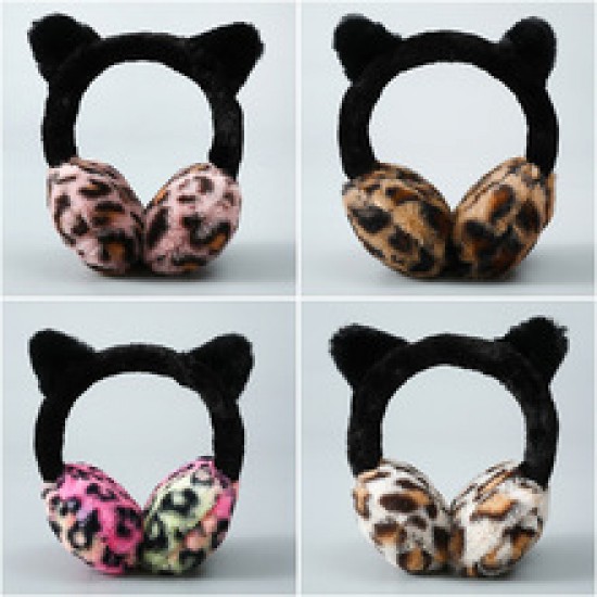 Wholesale of 2023 new warm and anti-freezing leopard print rabbit fur ear cups, foldable outdoor travel windproof hair bands and ear bags Wholesale of 2023 new warm and anti-freezing leopard print rabbit fur ear cups, foldable outdoor travel windproof hair bands and ear bags