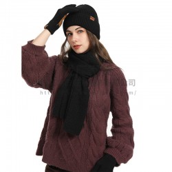 Foreign Trade New European And American Cross-border Amazon Winter Women's Wool Hat Scarf Gloves Leather Non-slip Three-piece Set