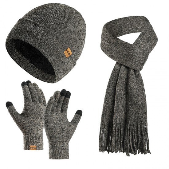 Amazon New Suit European And American Autumn And Winter Fleece-lined Knitted Hat Scarf Gloves Men And Women Warm Wool Three-piece Set Amazon New Suit European And American Autumn And Winter Fleece-lined Knitted Hat Scarf Gloves Men And Women Warm Wool Three-piece Set