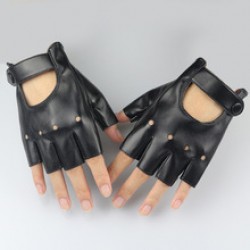 Cross-border half-finger leather gloves for men and women, half-piece functional lolita dancing gothic cyber exposed finger spring and autumn short style