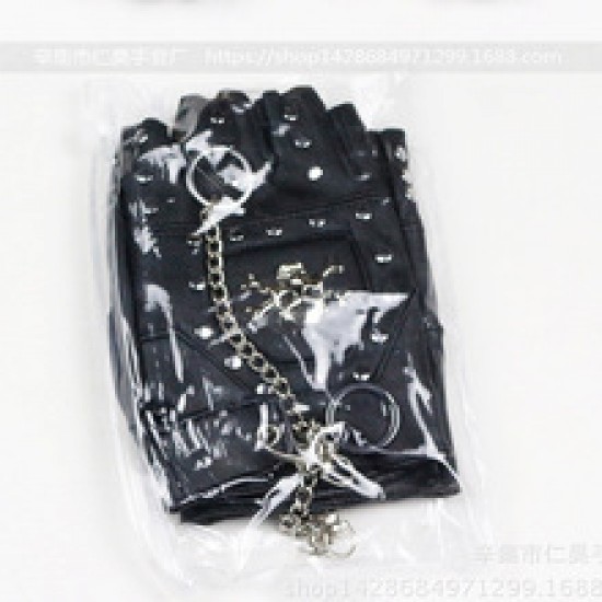 Male export of skull half-finger leather gloves Male export of skull half-finger leather gloves