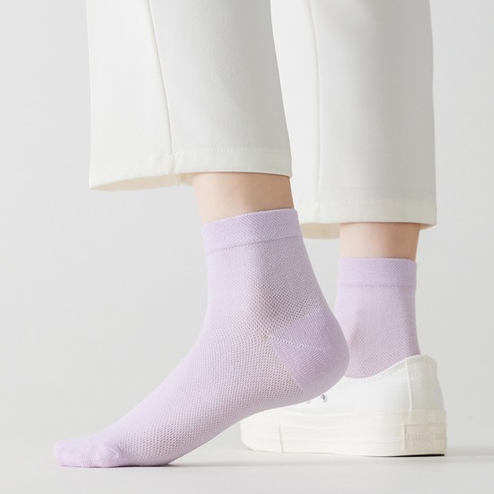 Wholesale of thin socks, women's summer cotton socks with mesh breathability, solid color cotton mid-calf socks, spring and autumn cotton socks, women's socks and long socks Wholesale of thin socks, women's summer cotton socks with mesh breathability, solid color cotton mid-calf socks, spring and autumn cotton socks, women's socks and long socks