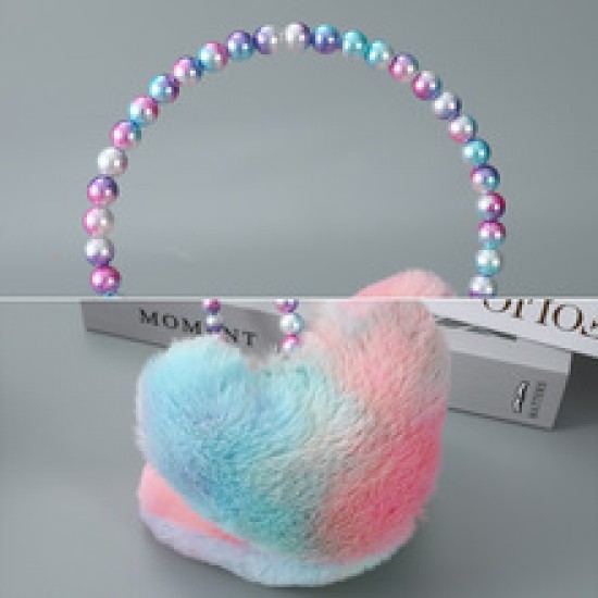 Autumn and winter colorful rendered ear cups, personalized and trendy, heart-shaped ear protection, flexed and thickened, comfortable plush ear tips wholesale Autumn and winter colorful rendered ear cups, personalized and trendy, heart-shaped ear protection, flexed and thickened, comfortable plush ear tips wholesale