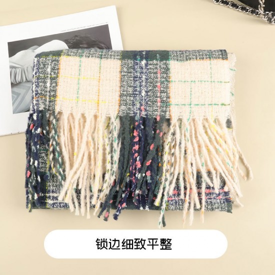 New Maillard faux cashmere checkered scarf for women, thickened warm shawl for autumn and winter, solid-color student scarf New Maillard faux cashmere checkered scarf for women, thickened warm shawl for autumn and winter, solid-color student scarf