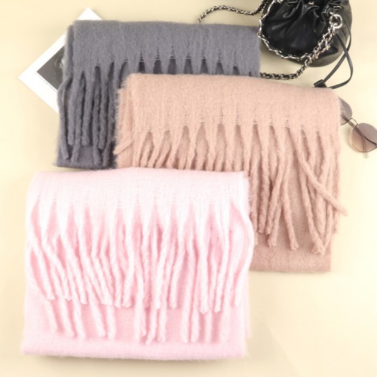 Solid color winter girls' warm scarves, lengthened and thickened, 2024 new Korean-style versatile student scarves, factory wholesale Solid color winter girls' warm scarves, lengthened and thickened, 2024 new Korean-style versatile student scarves, factory wholesale