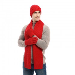 2025 New Wool Scarf Thickened High-grade Winter Warm Plaid Hat Scarf Gloves Three-piece In Stock