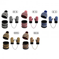 Brand Authorized Factory Europe And The United States Autumn And Winter Children's Hat Scarf Gloves Three-piece Stripe Warm Wool Suit