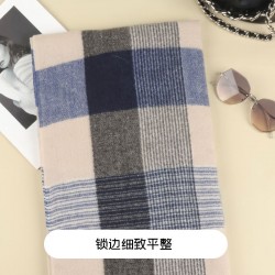 Blue checkered whitening scarf for women, thick and warm faux cashmere scarf for autumn and winter, student Korean version versatile shawl trendy