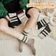 Women's autumn and winter vintage striped two-bar Korean mid-calf socks, piled-up socks, Sen-style Maillard long stockings Women's autumn and winter vintage striped two-bar Korean mid-calf socks, piled-up socks, Sen-style Maillard long stockings