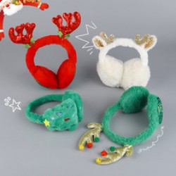 Christmas plush ear cups for girls in Korean style, cute winter foldable warm ear tips, cold-proof ears, ear warming bags