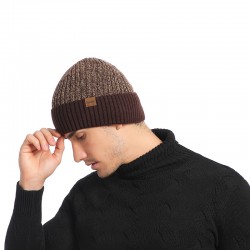 Amazon Winter Men's Wool Hat New Double Adult Hat Printable Logo Fleece-lined Warm Knit Hat Wholesale