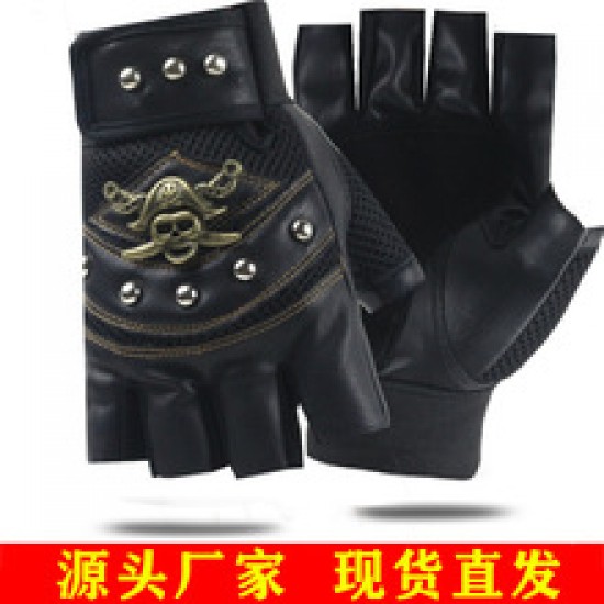 One Piece leather half-finger glove skull design Outdoor men's Battle royale tactics cycling imitation leather glove Pirate wholesale One Piece leather half-finger glove skull design Outdoor men's Battle royale tactics cycling imitation leather glove Pirate wholesale