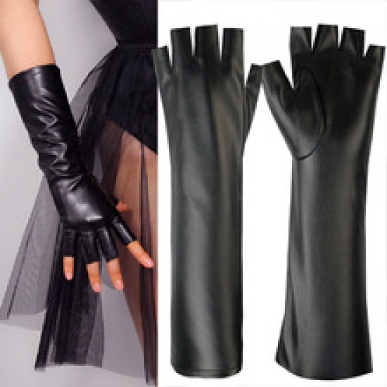 Extended leather gloves for women, half-finger thin, fleece, windproof, warm and stylish outdoor fur gloves Extended leather gloves for women, half-finger thin, fleece, windproof, warm and stylish outdoor fur gloves