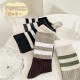 Women's autumn and winter vintage striped two-bar Korean mid-calf socks, piled-up socks, Sen-style Maillard long stockings Women's autumn and winter vintage striped two-bar Korean mid-calf socks, piled-up socks, Sen-style Maillard long stockings