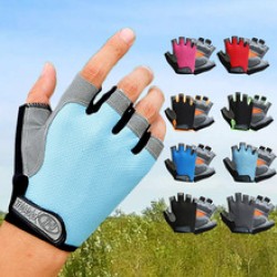Half-finger gloves, outdoor cycling, summer sun protection, yoga, driving, shock absorption, anti-slip, silicone disc mesh, breathable design