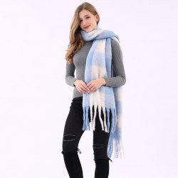 Ac color-blocking scarves, cross-border bestsellers, colorful striped checkered shawls, imitation cashmere scarves, retro shawls, and women's scarves for hair distribution