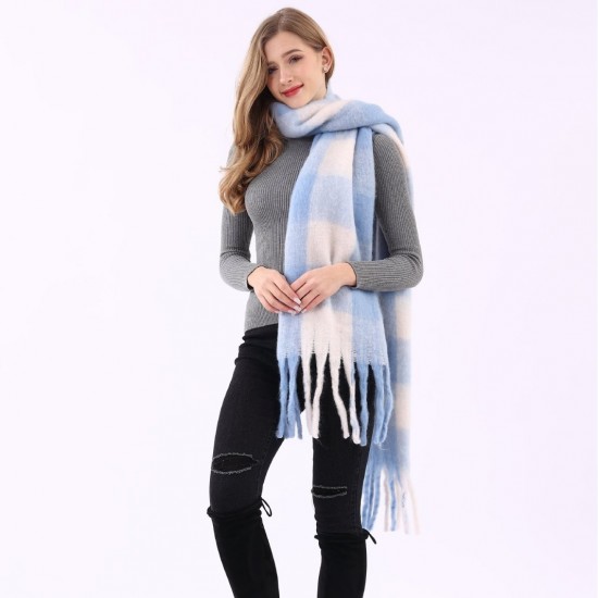 Ac color-blocking scarves, cross-border bestsellers, colorful striped checkered shawls, imitation cashmere scarves, retro shawls, and women's scarves for hair distribution Ac color-blocking scarves, cross-border bestsellers, colorful striped checkered shawls, imitation cashmere scarves, retro shawls, and women's scarves for hair distribution